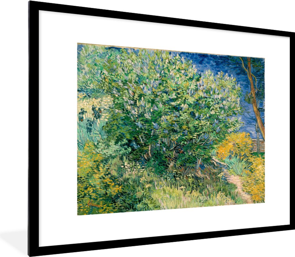 MuchoWow MuchoWow Gerahmtes Poster Die Büsche bei Arles - Vincent van Gogh 80x60 cm - Poster mit zchwarzem Bilderrahmen - Schlafzimmer-Dekorat...