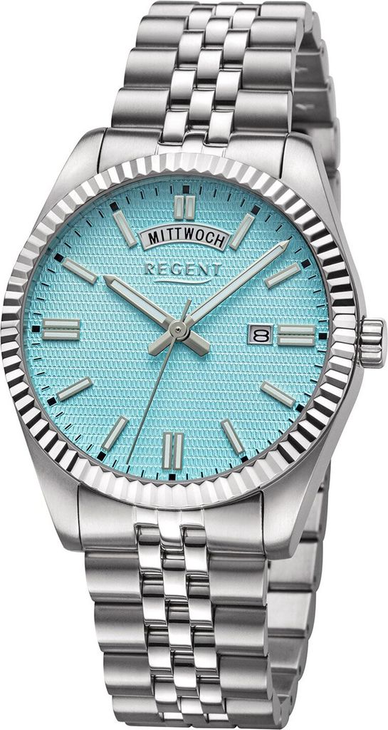 Regent BA-880 Herrenuhr Stahl/Hellblau