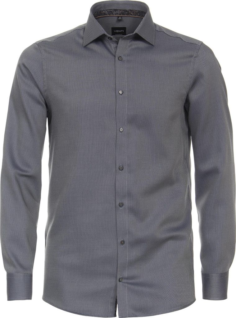 VENTI Herren Businesshemd Langarm Kent Modern-Fit Braun gemustert 40