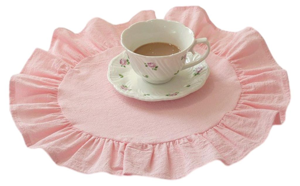 1/2 Stück Küchen-Platzsets, quadratisch, rund, aus gewaschener Baumwolle mit gefalteten Kanten, hitzebeständig, für Esszimmer, Küche, Partys