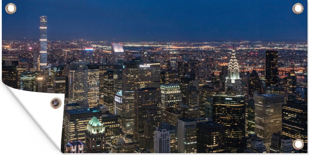 MuchoWow 160x80 cm Outdoor-Poster Gartendeko Sichtschutz Garten Poster für den Garten New York - Nacht - Sternenhimmel