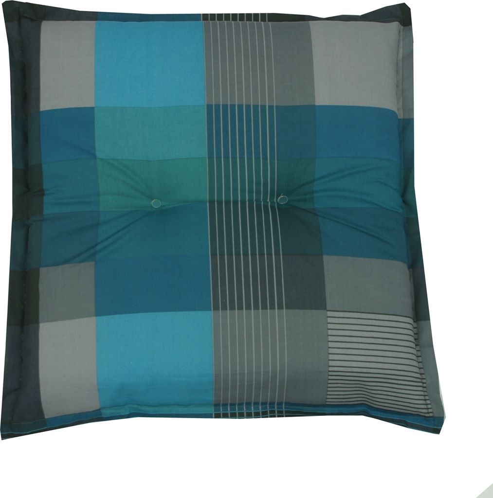 GO-DE Textil, Hocker-Auflage, Karo petrol grau, 20300-03 Produktbild 