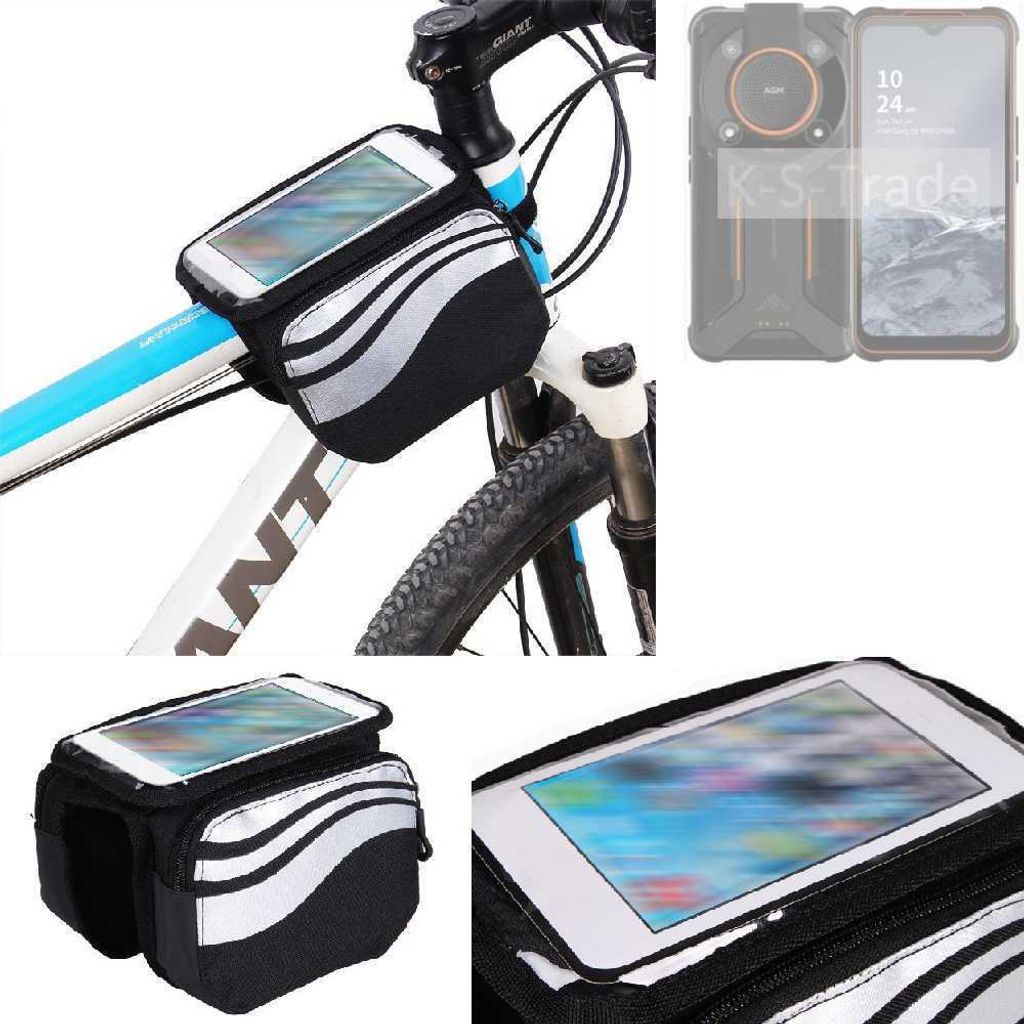 K-S-Trade Rahmentasche Fahrrad-Halterung kompatibel mit AGM Glory SE Rahmenhalterung Fahrrad Handyhalterung Fahrradtasche Handy Smartphone Halterung