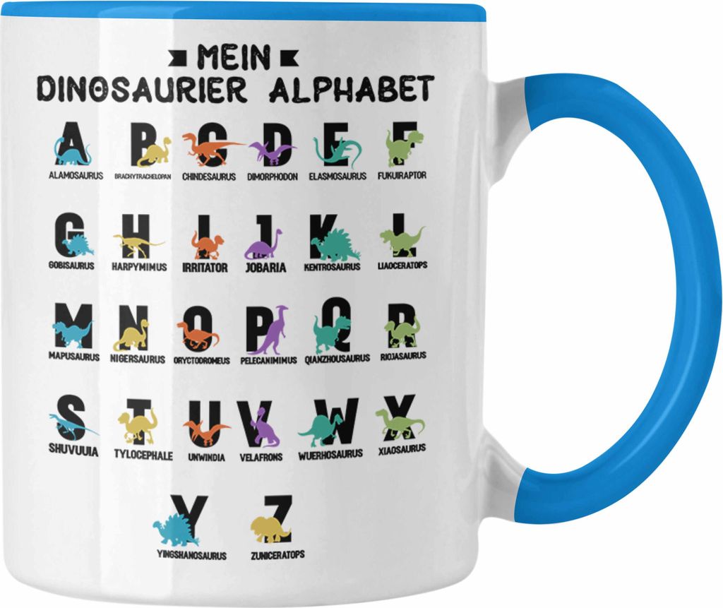 Trendation - Mein Dinosaurier Arten Alphabet A-Z Dino ABC Geschenk T-Rex Kinder 1. Klasse Grundschule (Blau)