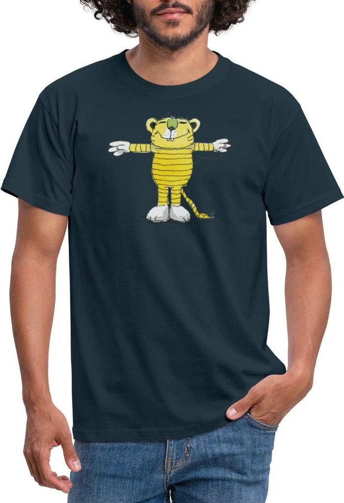 Spreadshirt Janosch Tiger Pose Männer T-Shirt, S, Navy