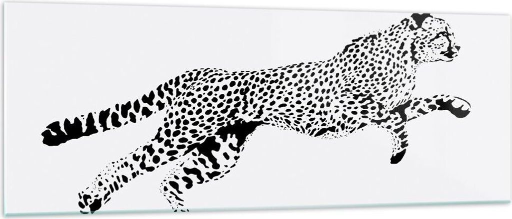 Bilder auf glas - Gepard Tier Dots - 140x50cm - Glasbilder - Wandbilder - Kunstdruck - zum Aufhängen bereit - Wanddekoration aus Glas - Glas Bilde...