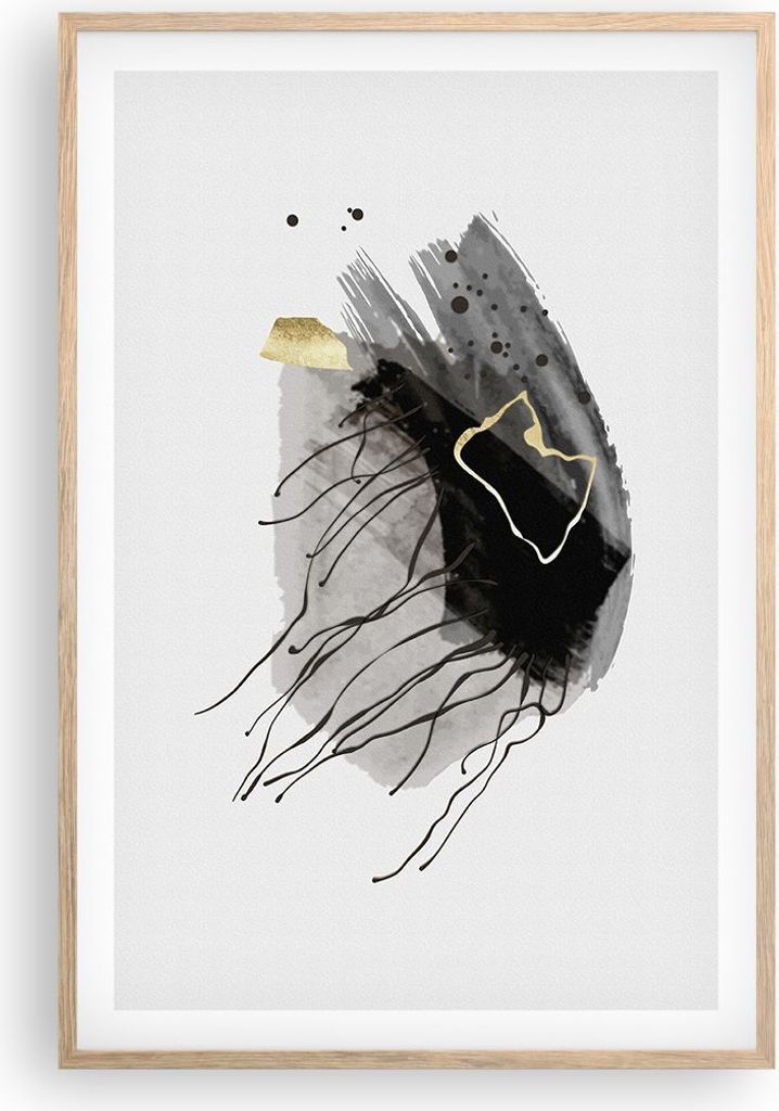 Gerahmtes Poster - Rahmen in heller Eiche - Abstraktion dunkel Farben - 61x91,5 cm - Wand Bild - Wanddeko - Wandbilder - Wandposter - Bilderrahmen ...