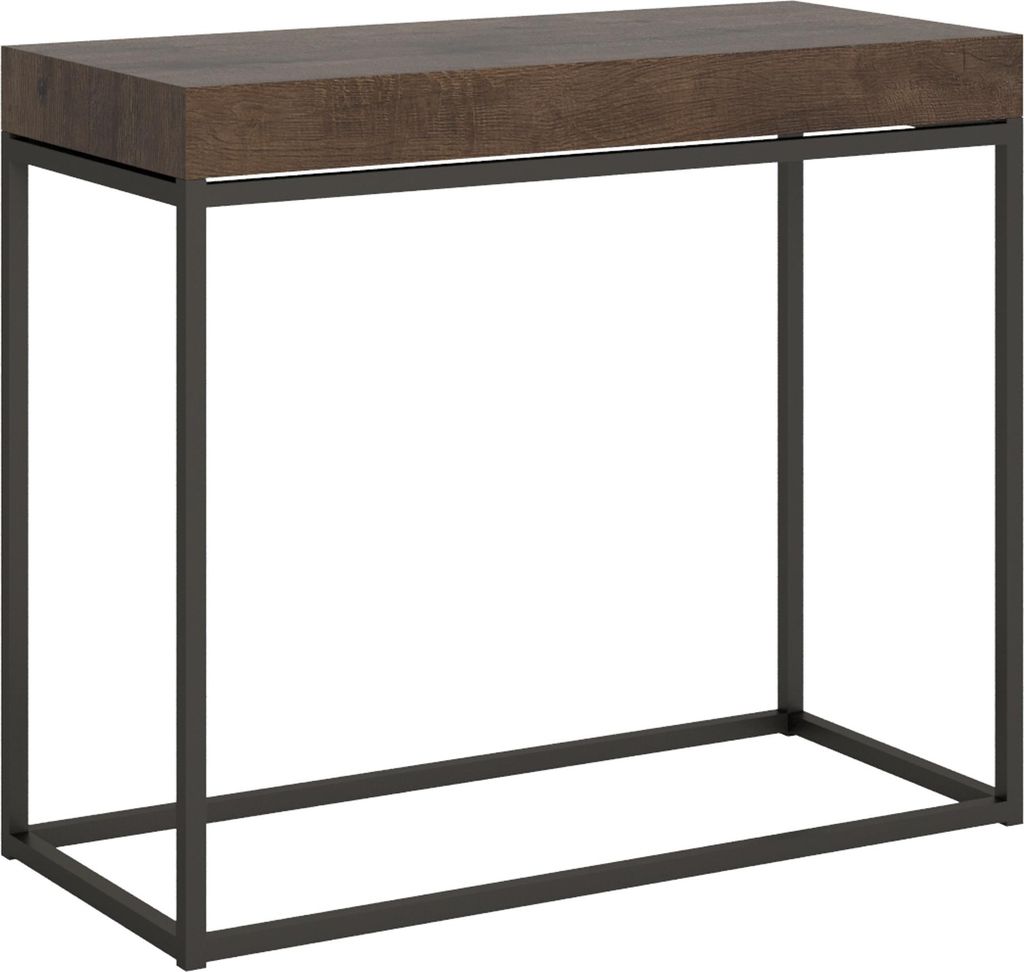 ITAMOBY - Ausziehbarer Konsolentisch 90x40/196 cm Nordica Small Nussbaum mit Eisenrahmen aus Anthrazit