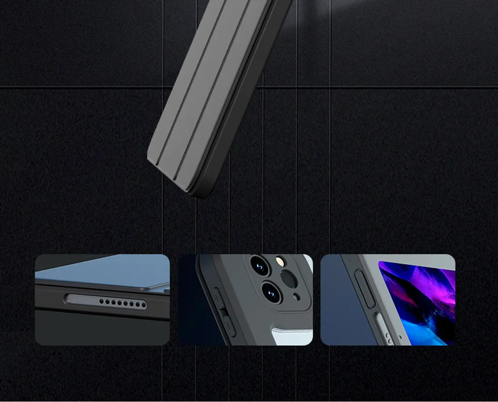 INF Étui Magnétique iPad Pro 12.9 2018/2020/2021 avec Support Noir
