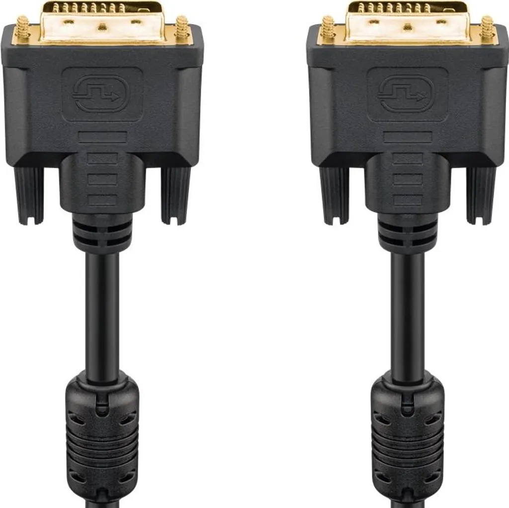 Goobay 93574 Cavo DVI-D Full HD dual link, placcato oro, 1,8 m, nero - Connettore DVI-D dual link (24+1 pin) > Connettore DVI-D dual link (24+1 pin)