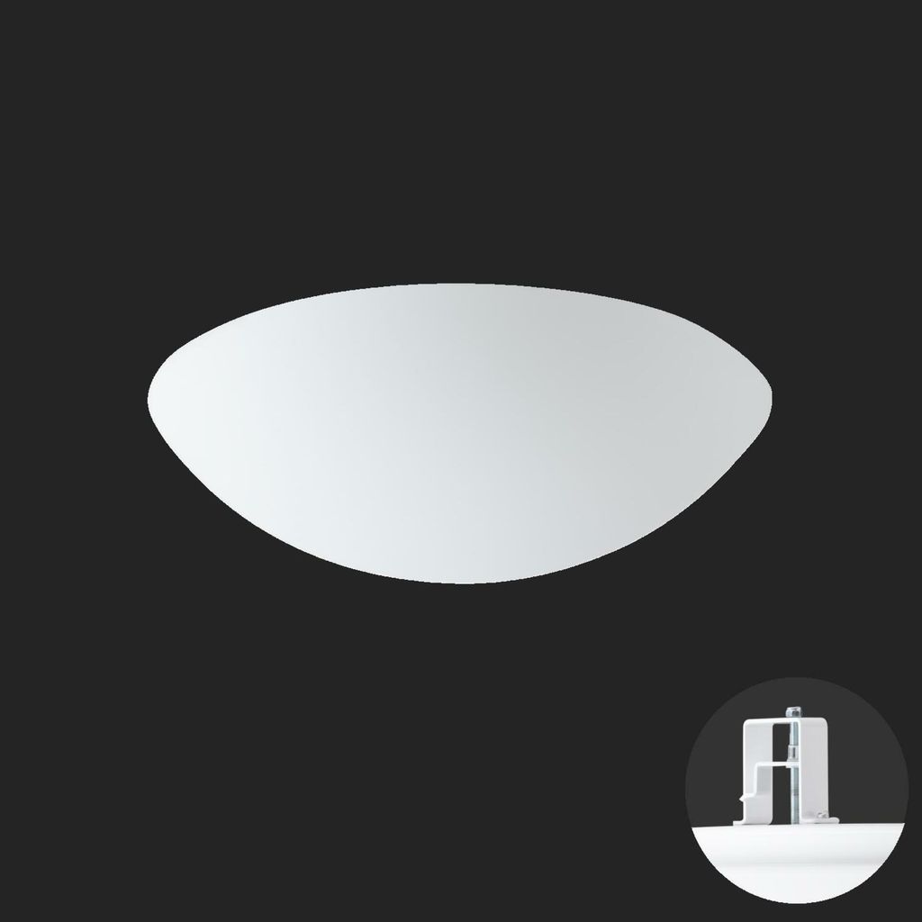 OSMONT AUR68099 AURA V10 Decken-/Wandleuchte, Glas, halb eingelassen, weiß, IP44, 3000 K, 14 W LED, Notbeleuchtung, kombiniert, 3 h