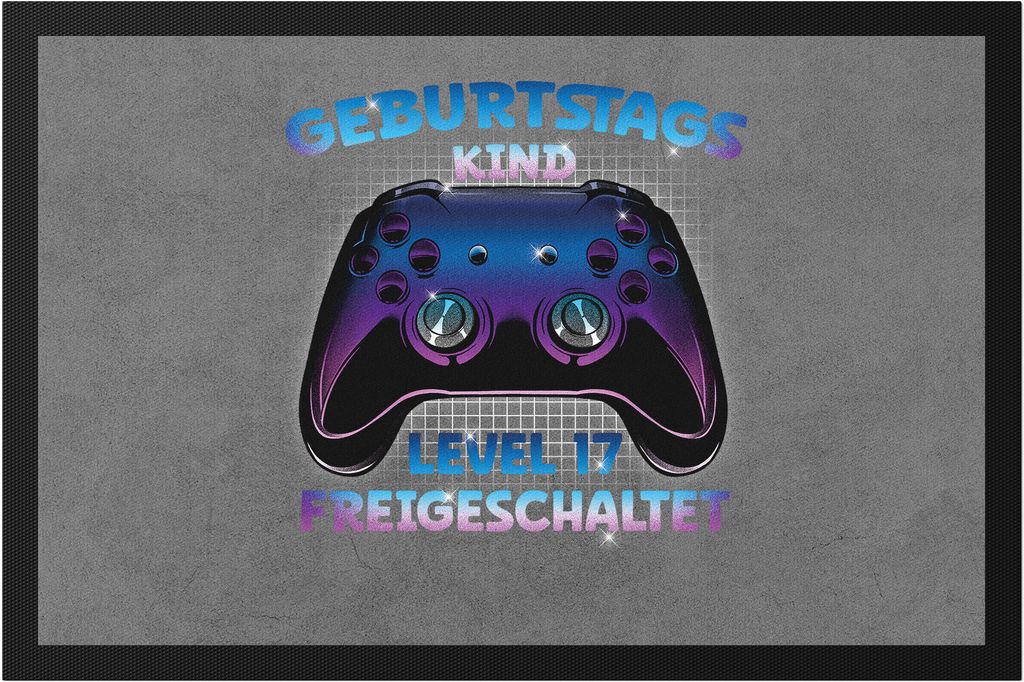 Geburtstagskind Level 17 Freigeschaltet Fußmatte Happy Birthday Geburtstag Alles Gute Controller Konsole Gamer