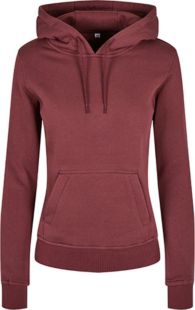 Build Your Brand BY139 | Damen Sweat, Organic Hoody, 100% Baumwolle - Farbe: Cherry - Größe: S
