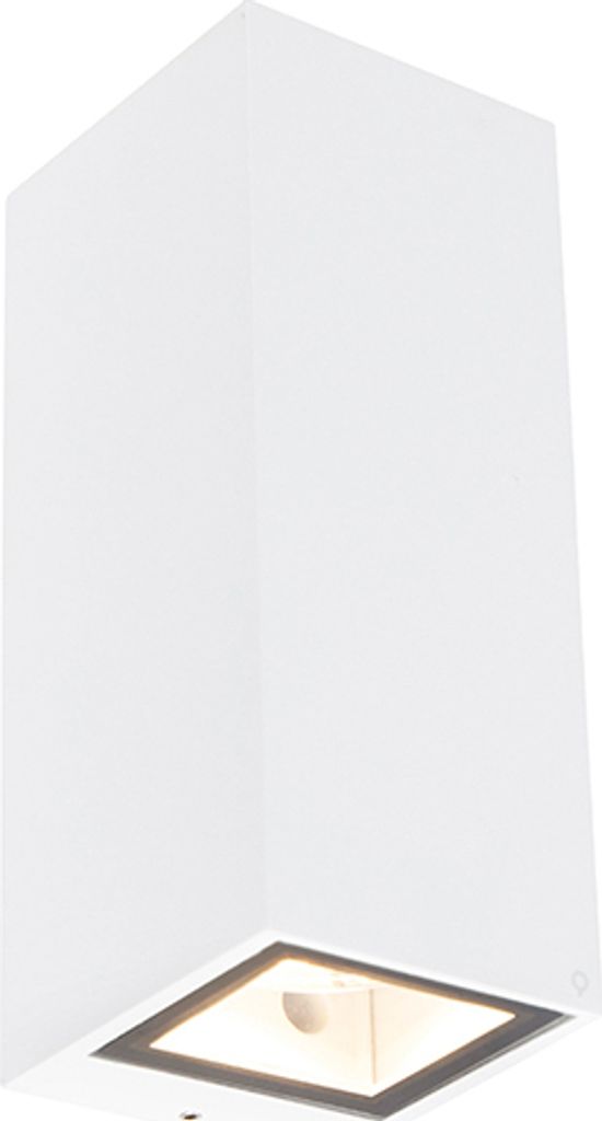 Qazqa Modern außen Up and Down Wandleuchte, Außenlampe, Wandlampe für den Garten - Baleno - Weiß, max. 35W, Geeignet für LED, 8.3cm, IP54, Rec...