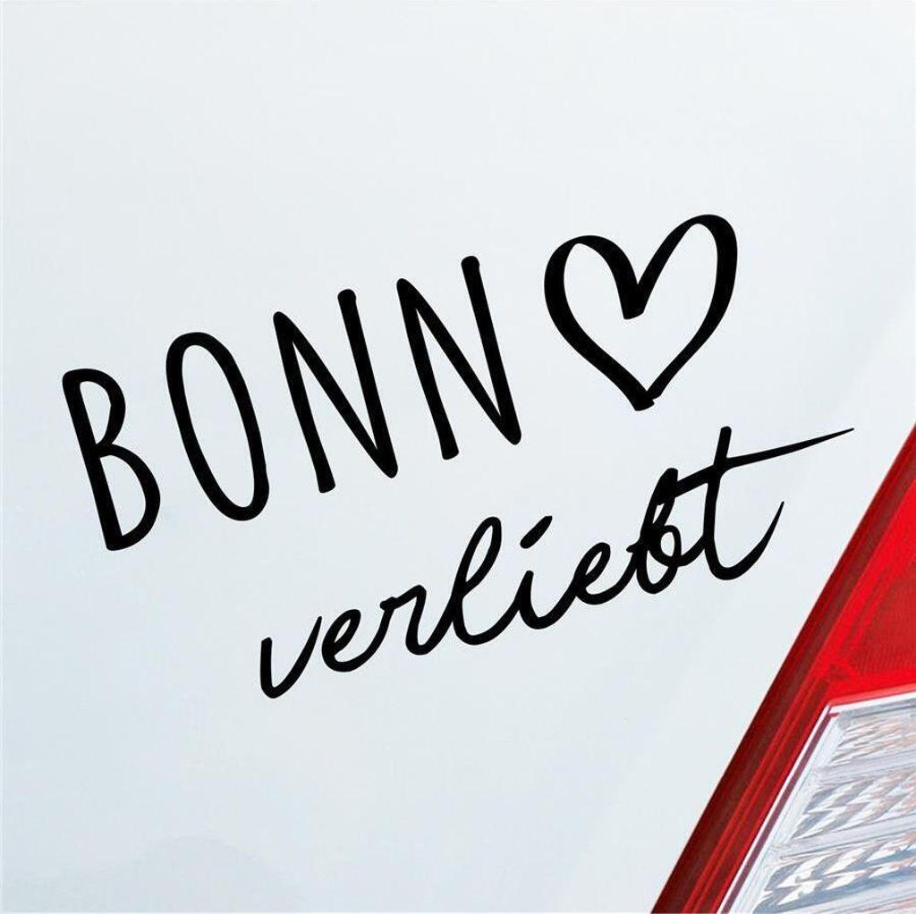 Auto Aufkleber Bonn verliebt Herz Stadt Heimat Liebe Car 19x10 cm Schwarz Matt Sticker Heckscheibenaufkleber