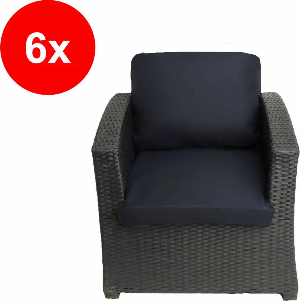 Offerta Set 6 Cuscini Esterno 56x52x7 Blu Scuro Poltrone Rattan