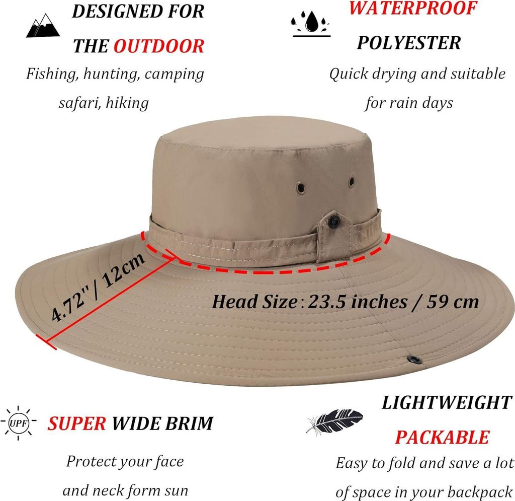 Sonnenhut Herren UV Schutz Safari Hut Buschhut Schlapphut Produktbild 2