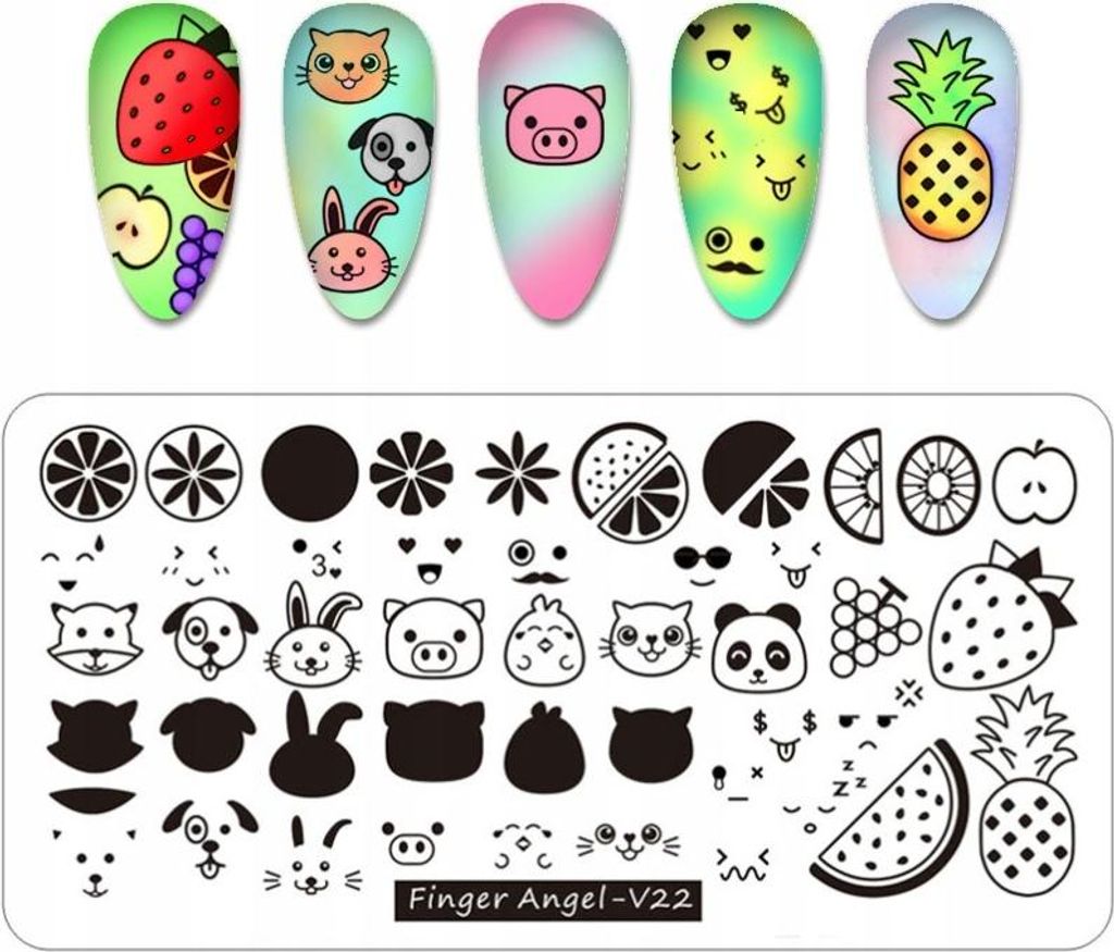 Finger Angel Nail Art Stempelplatte - V22