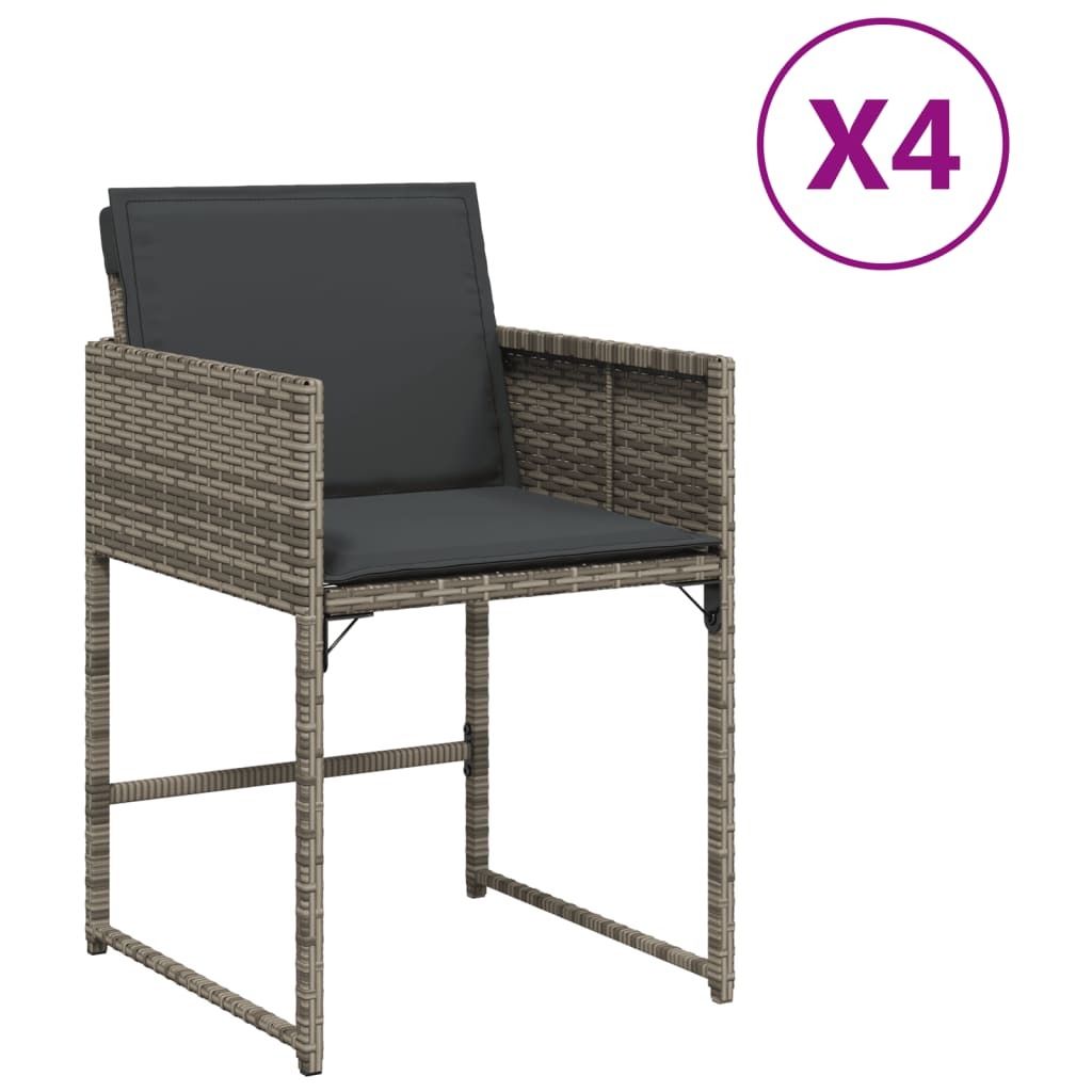 (Robust Möbel)Stuhl Terrasse - Gartenstühle mit Kissen 4er set - Balkonmöbel - Campingstuhl elegantes Design - Grau Poly Rattan - 50,5x54x79...