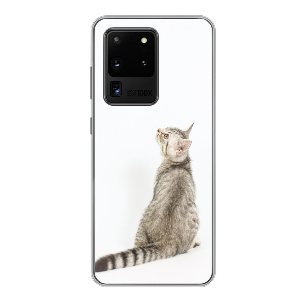 MuchoWow Handyhülle Schutzhülle Hülle für Samsung Galaxy S20 Ultra Katze - Haustiere - Fell Silikon Softcase Handy Hülle - Karteninhaber