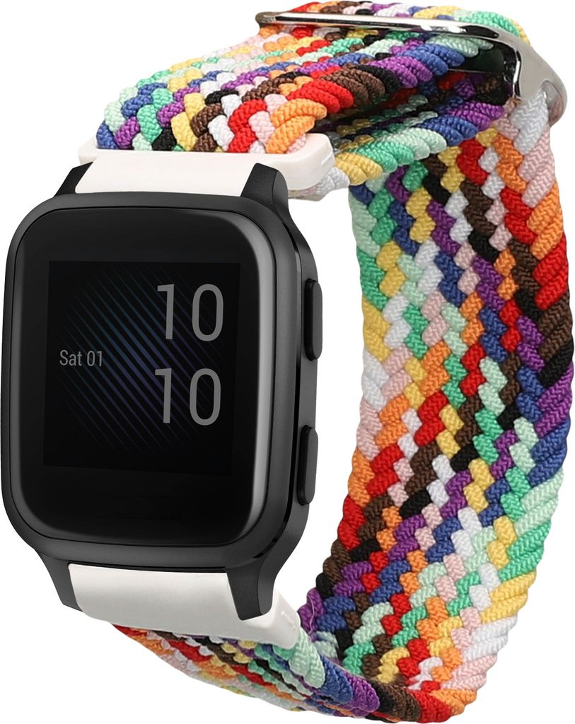 kwmobile Armband kompatibel mit Garmin Venu Sq 2 Music / Sq 2 / Vivoactive 6 / Vivoactive 5 - Nylon Fitnesstracker Sportarmband Band in Mehrfarbig -