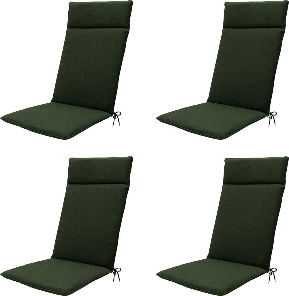 Madison – Gartenstuhlkissen mit hoher Rückenlehne, grünes Canvas Eco+ – Ca. 120x50 cm - 4er-Set