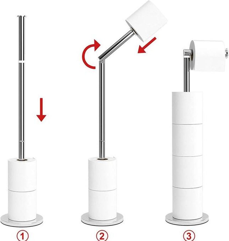 Toilettenpapierhalter, freistehend, Edelstahl, für 5 Rollen, Silber