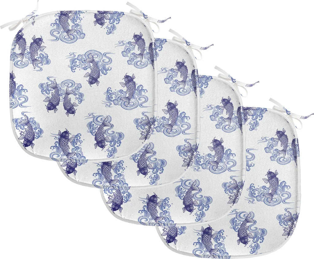 Coussin de Chaise Décoratif Imperméable 40x40 cm Style Japonais Bleu Marine