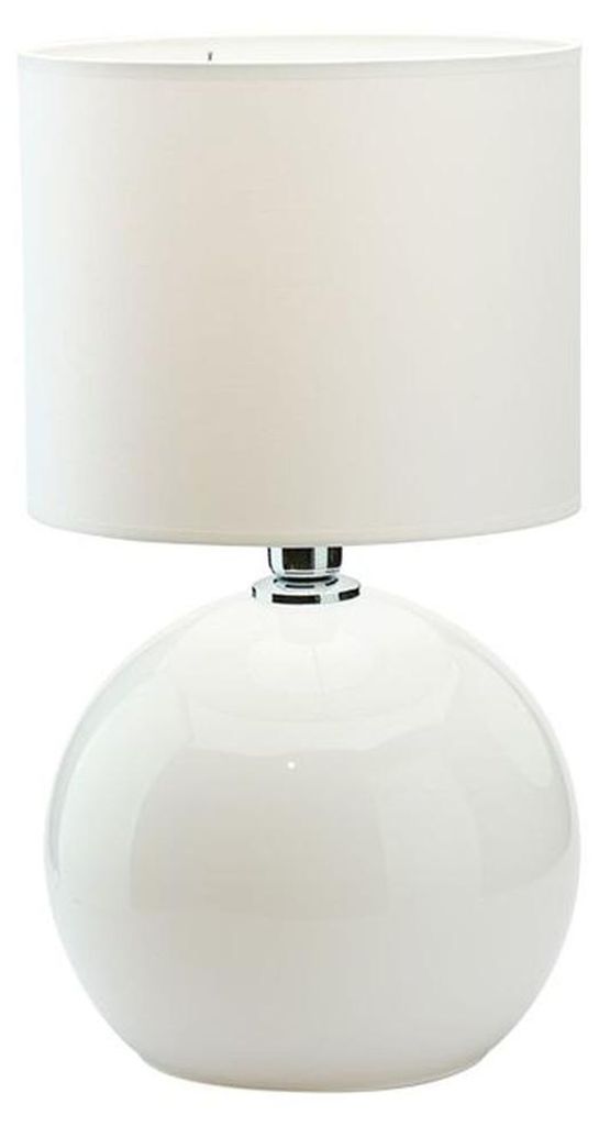 Tischleuchte Glas Stoff rund D: 20 cm 36 cm hoch Weiß E27 Produktbild 