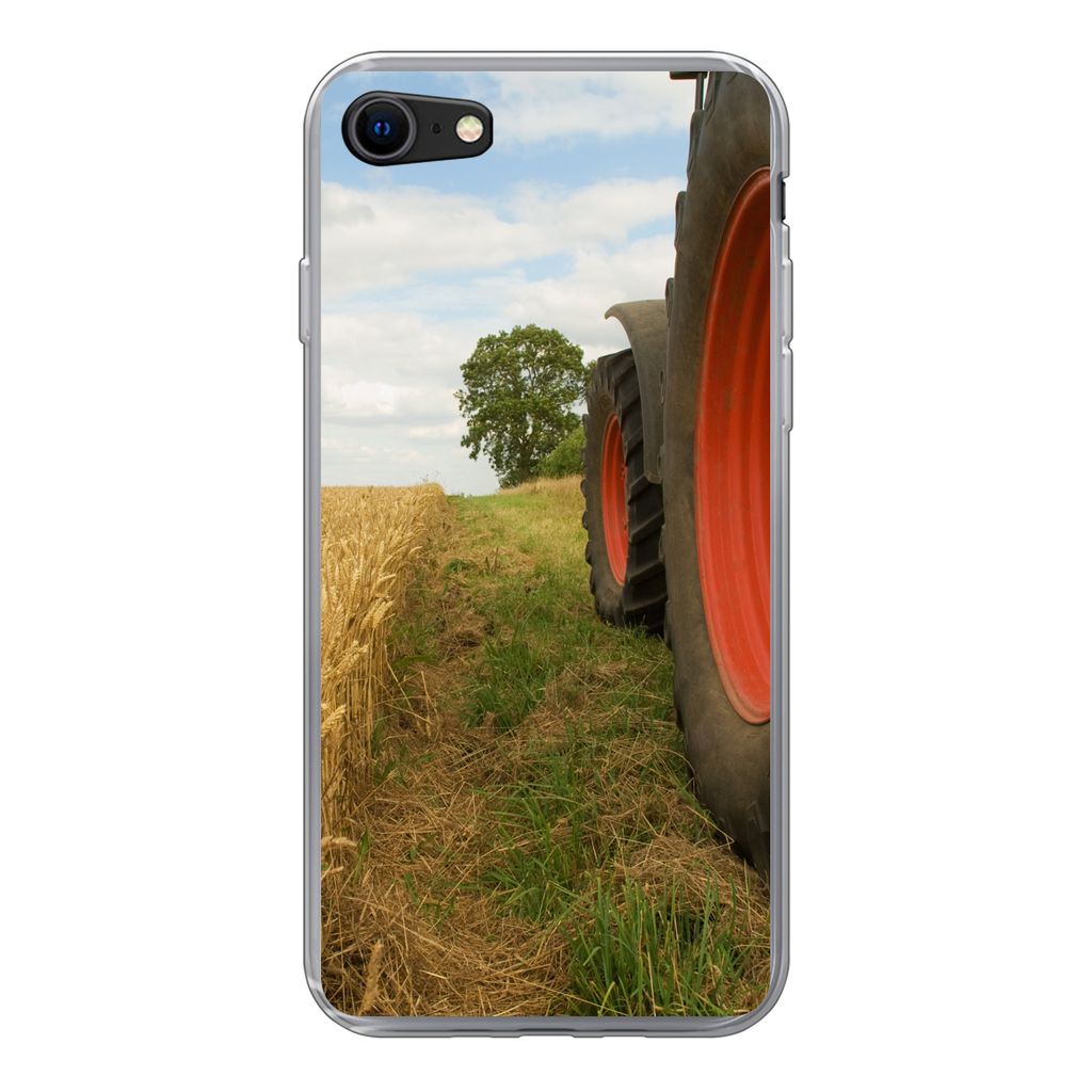 MuchoWow Handyhülle Schutzhülle Hülle für iPhone 7 Traktor - Räder - Weizen Silikon Softcase Handy Hülle - Kartenhalter