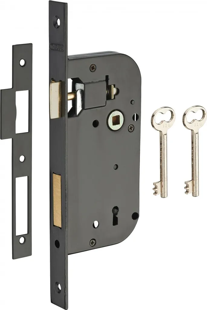 Serrure encastrable axe 50mm Thirard noire à bouts carrés pour chambre