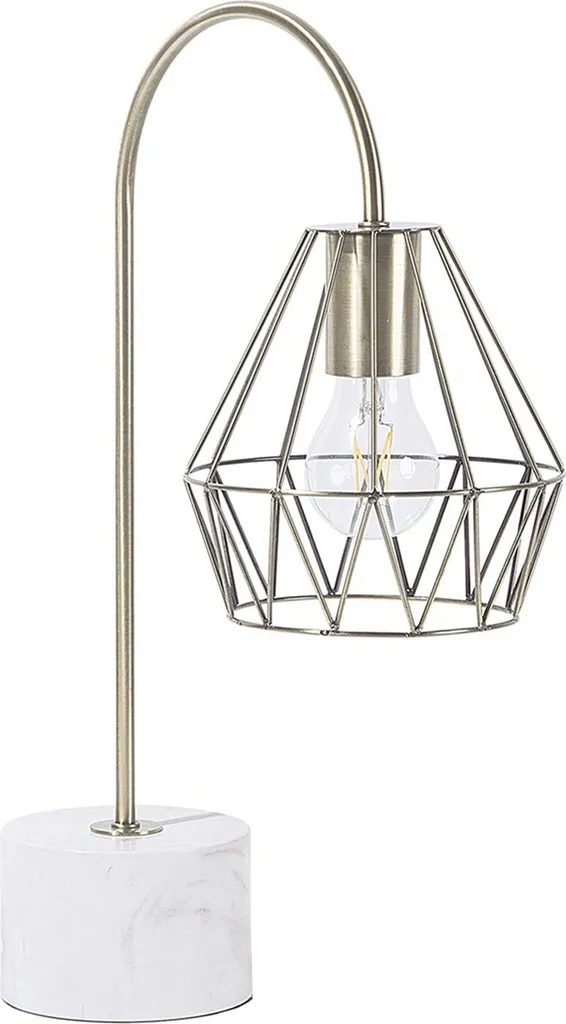 Lampe à poser dorée 50 cm Beliani avec pied marbre et abat-jour diamant