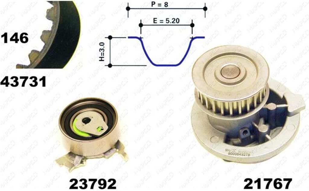 Wasserpumpe+Zahnriemensatz OPEL ASTRA F, CALIBRA, FRONTERA, KADETT E, OMEGA A, V