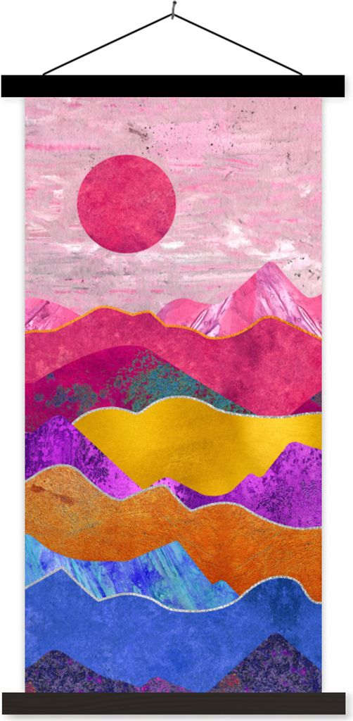 MuchoWow Textilposter Stolz - Bi - Marmor 60x120 cm mit schwarzem Rahmen - Magnete