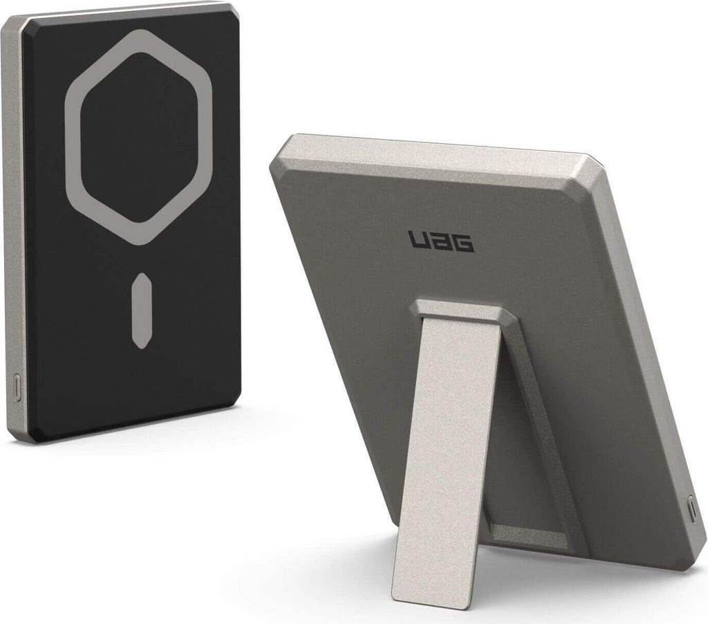 Tragbare Powerbank UAG Ultra Slim 5K 5000 mAh mit Ständer 10 W USB-C-Kabel Kompatibel mit MagSafe - Titan