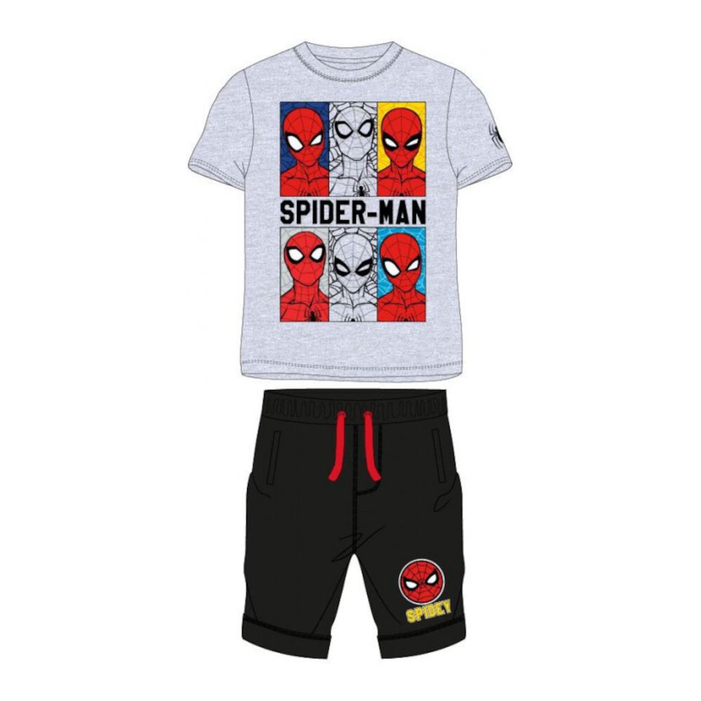 Spider-Man Kurz-Bekleidungsset für Jungen | Shirt & Hose grau/schwarz,134