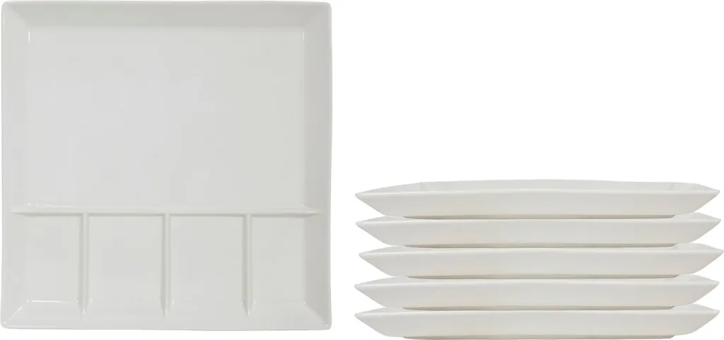 Set Elegante 6 Piastre Fonduta 24,5 cm Bianco - Raclette Gourmet