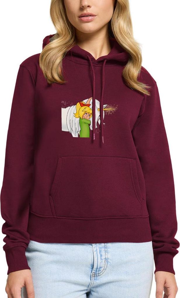 Spreadshirt Bibi Blocksberg Mit Einhorn Goldhörnchen Damen Premium Hoodie, L, Burgunderrot