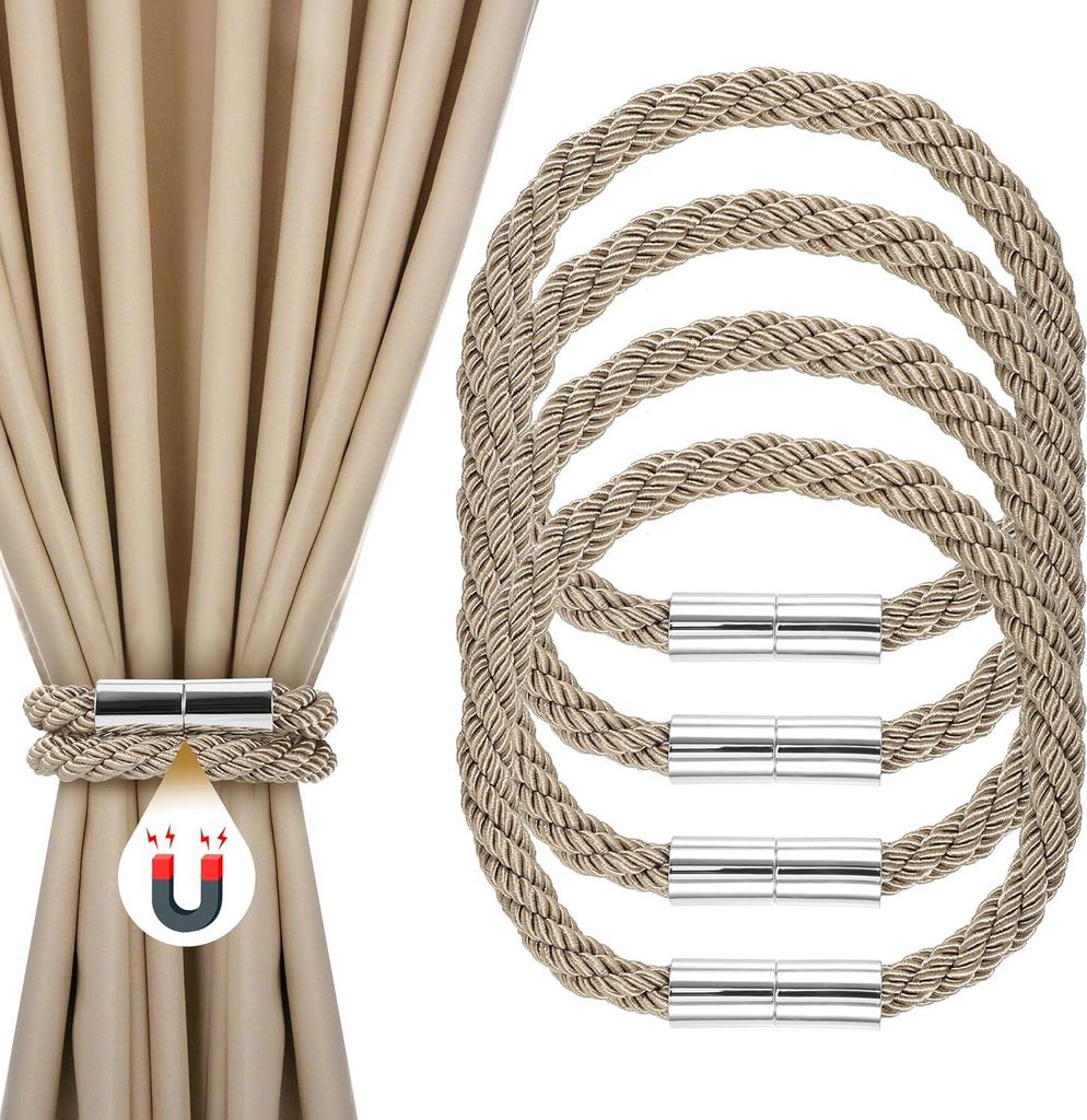 2 Stück magnetische Gardinenhalter - Dekorative Gardinenaccessoires (Gelbbraun)