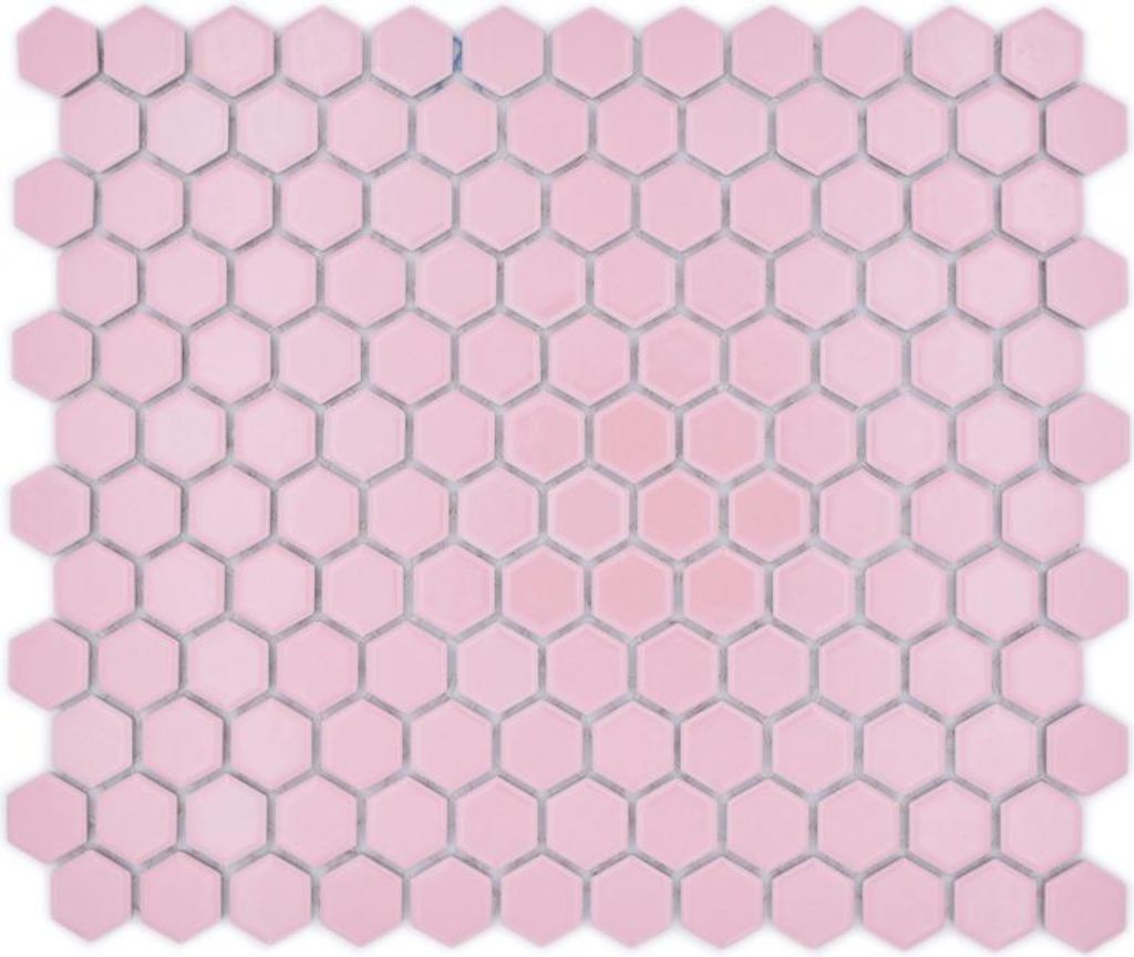 Hexagonale Sechseck Mosaik Fliese Keramik mini altrosa glänzend Mosaikfliese Wand Fliesenspiegel Küche Bad Küchenfliese - MOS11H-1111