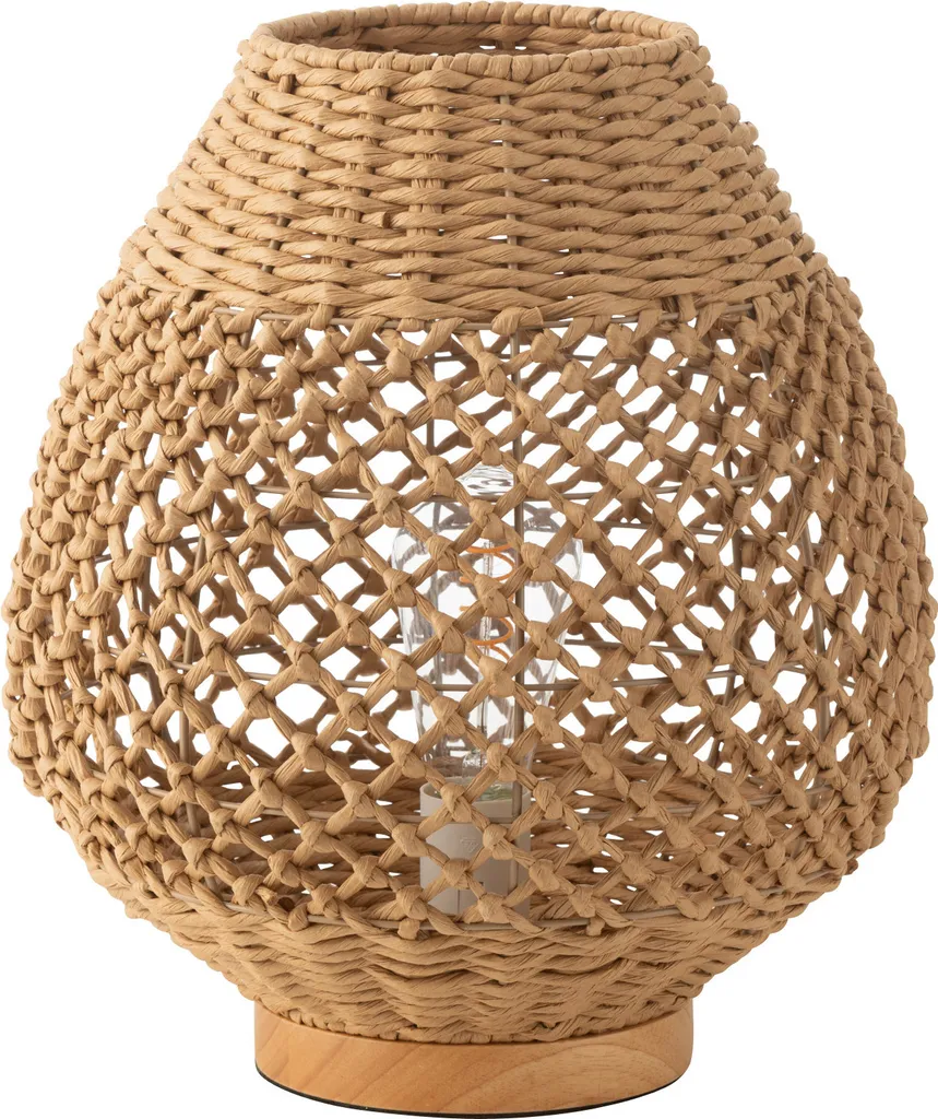 J-Line Lampe Métal Torsadé Foncé Naturel Small - Luminaire de Salon Chic