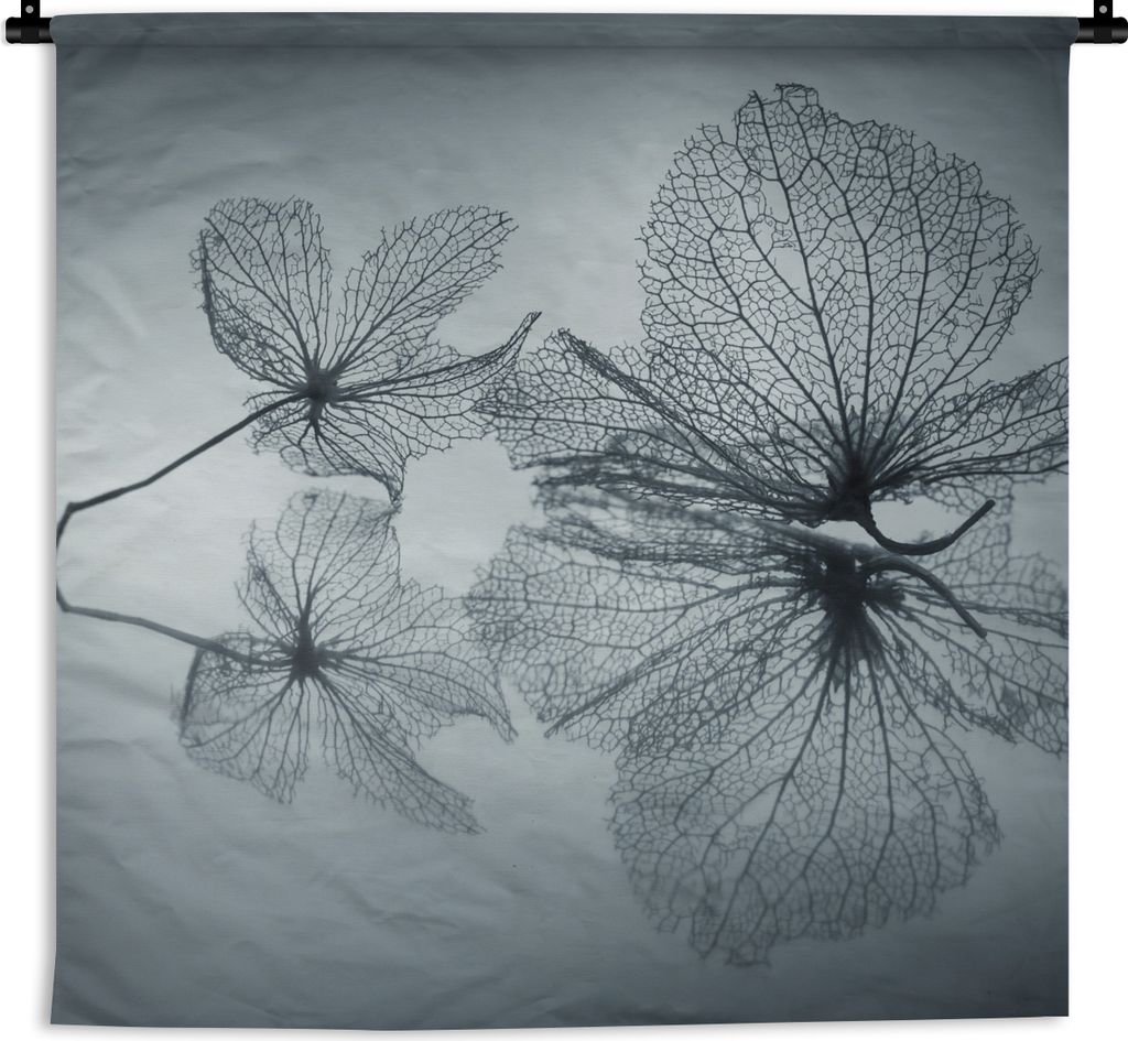 MuchoWow Wandteppich Wandbehang Stilleben - Blätter - Schwarz - Weiß 90x90 cm Tapisserie Dekoration Wandtuch - Wandaufhänger