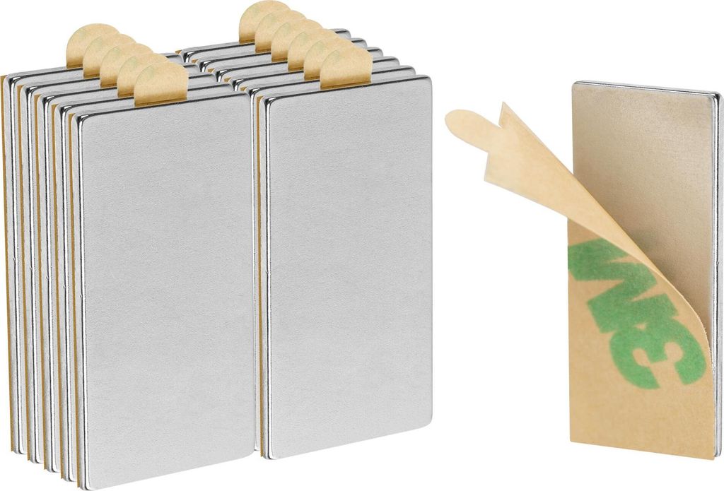 ECENCE Neodym Magnete 20 Stck. - Klebe-Magnete selbstklebend - 20x10x1mm - hochwertige NiCuNi-Besch