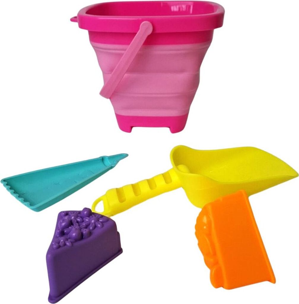 Sandkastenkübel mit Spielzeug - rosa
