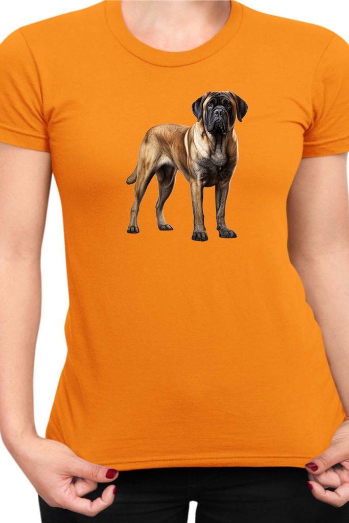 Damen T-Shirt Dogs Breeds English Mastiff Dog Breed 005, Lady XL / Orange