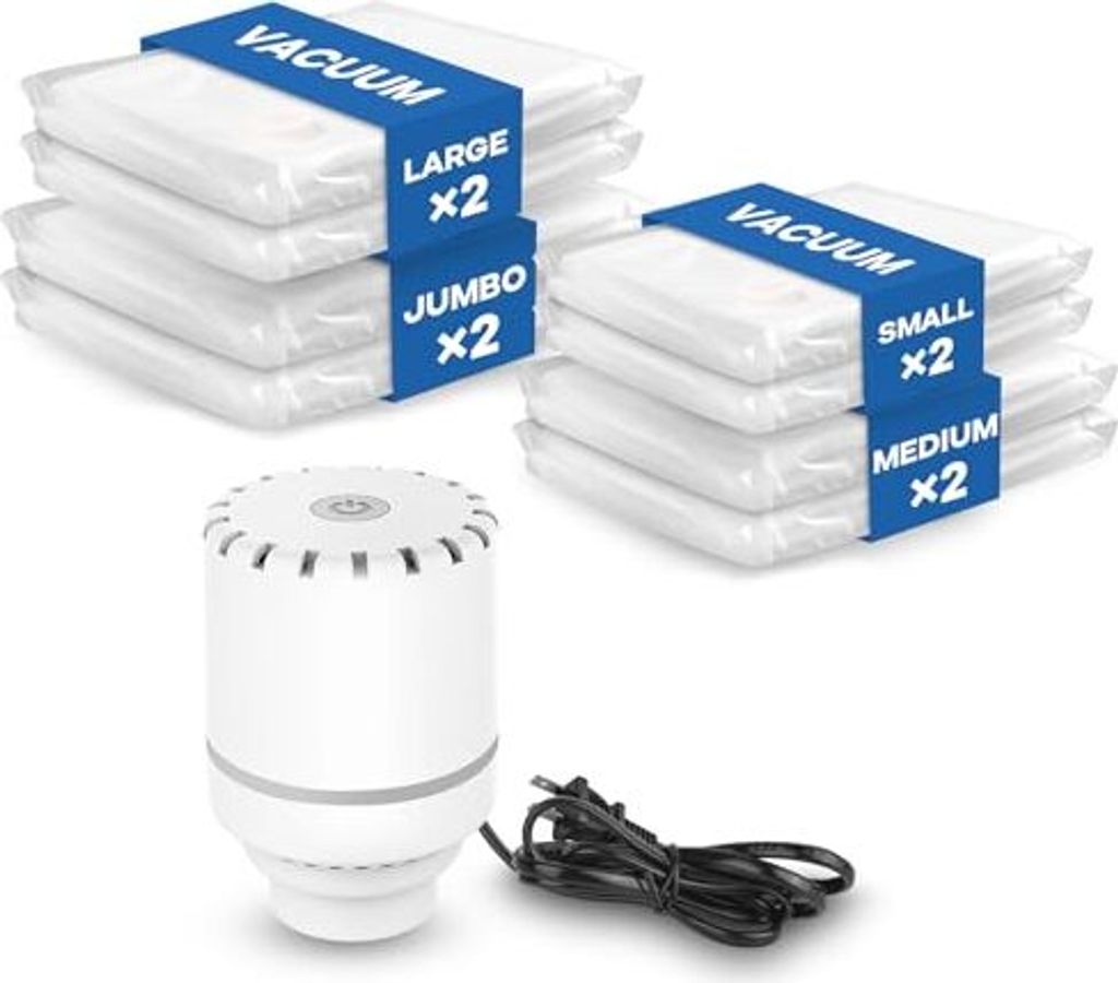 Vakuumbeutel Kleidung Elektrische Luftpumpe, 8 Packung (2jumbo/2large/2Medium/2Small), Bettdecken, Matratzen, Decken, Kissen, Bettwäsche, Reisen, ...