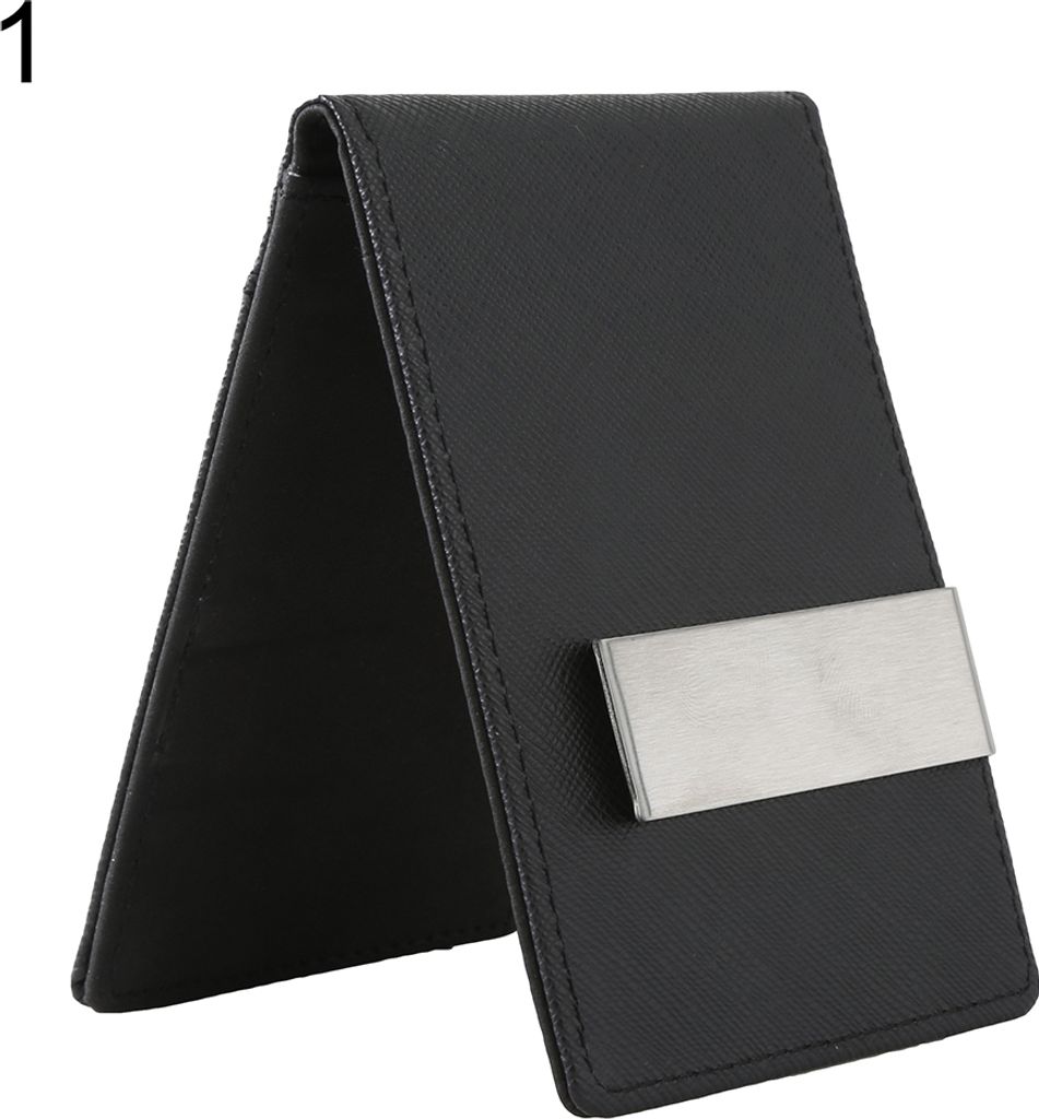 Neu Arrivel Herrenmode Kunstleder Geldscheinklammer Slim Wallet ID Kreditkartenetui Schwarz