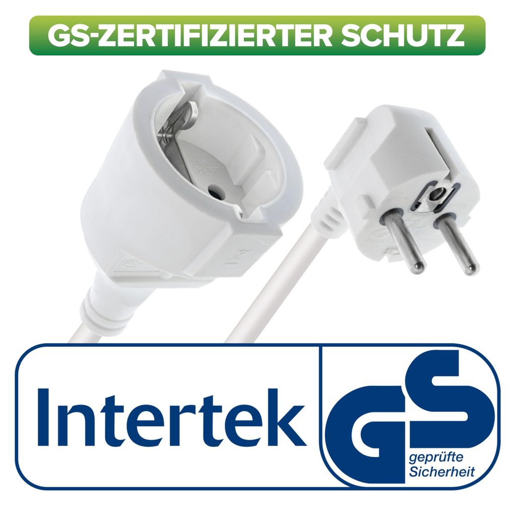 InLine Strom-Verlängerung Schutzkontakt Stecker gewinkelt / Produktbild 