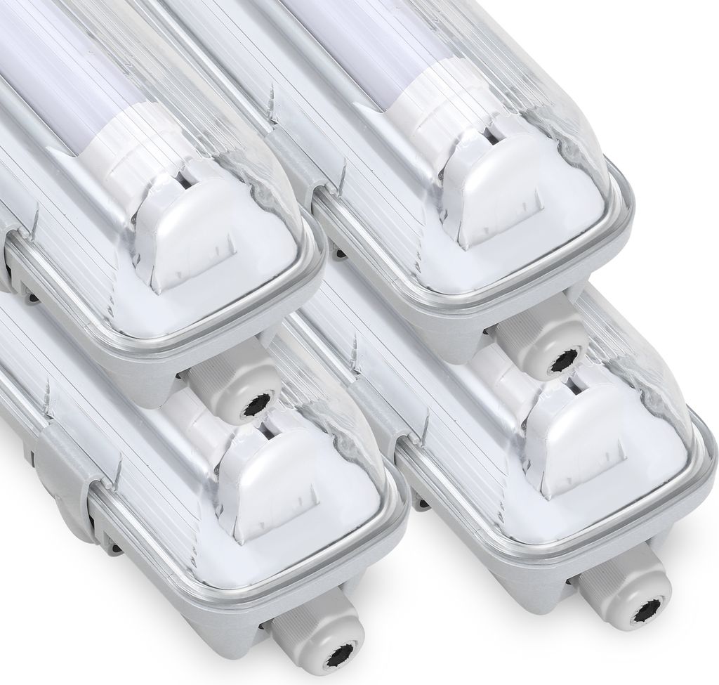 TolleTour 4X LED Feuchtraumleuchte Wannenleuchte 150cm 1 x 24W T8 Röhre Kaltweiß 6500K IP65