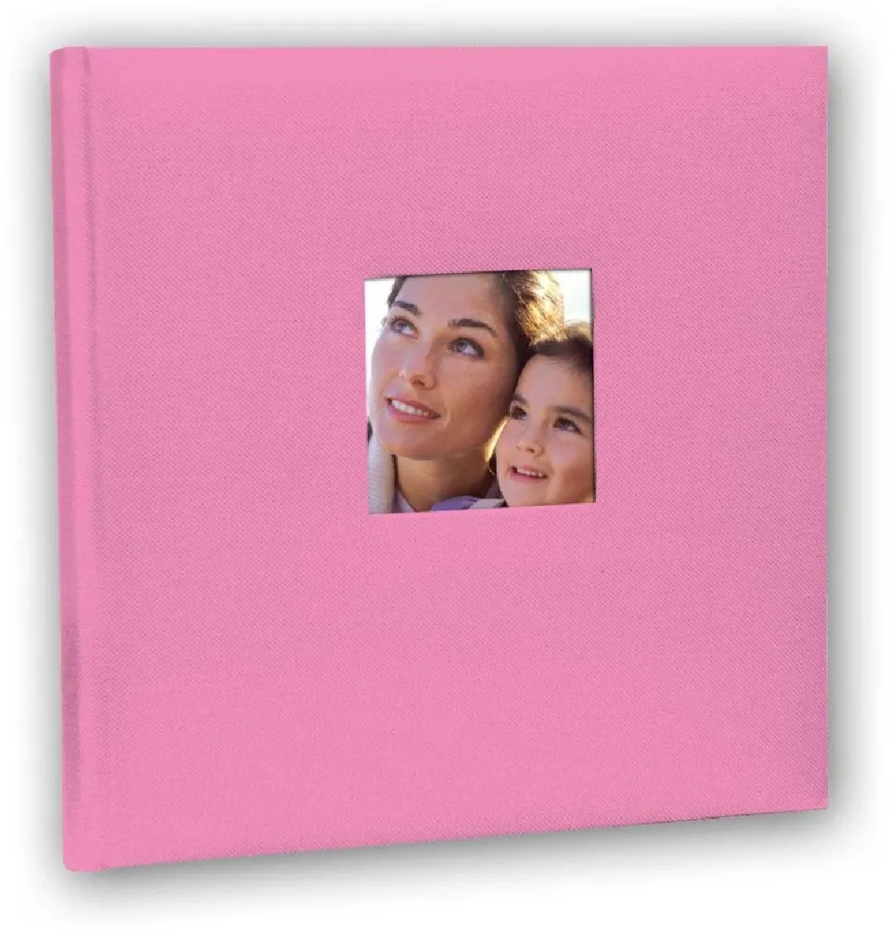 Album Photo Carré 31x31 cm en Tissu Rose avec Finition Artisanale en Coton